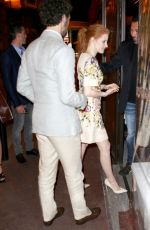 JESSICA CHASTAIN Arrives at a Restaurant in Cannes