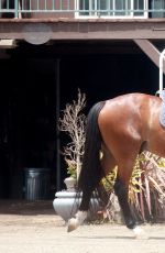 KALEY CUOCO Rides a Horse at a Ranch in Simi Valley