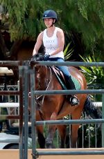 KALEY CUOCO Rides a Horse at a Ranch in Simi Valley