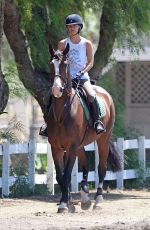 KALEY CUOCO Riding Her Horse in Los Angeles