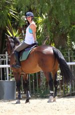 KALEY CUOCO Riding Her Horse in Los Angeles