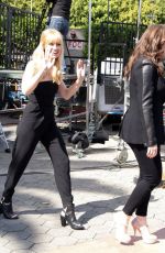 KAT DENNINGS and BETH BEHRS on the Set of Extra in Universal City