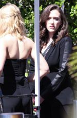 KAT DENNINGS and BETH BEHRS on the Set of Extra in Universal City