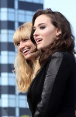KAT DENNINGS and BETH BEHRS on the Set of Extra in Universal City