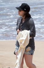 KAT DENNINGS in Shorts on the Beach in Maui