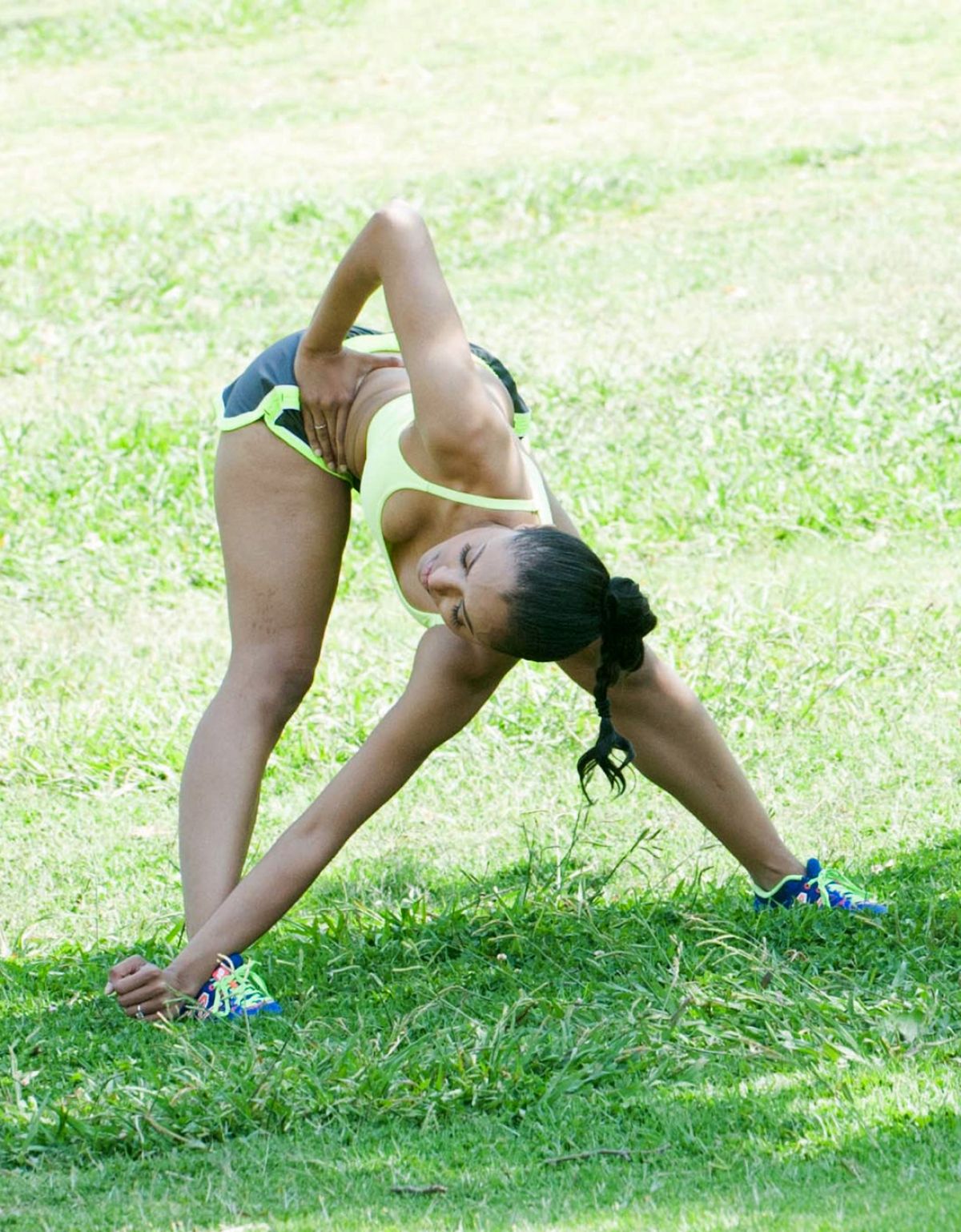 KAT GRAHAM Working Out in a Park in Los Angeles.