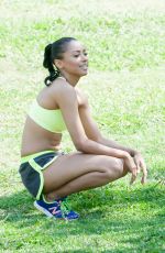 KAT GRAHAM Working Out in a Park in Los Angeles