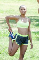 KAT GRAHAM Working Out in a Park in Los Angeles