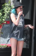 KYLIE JENNER in Cutoffs Shorts at Toast in West Hollywood