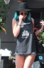 KYLIE JENNER in Cutoffs Shorts at Toast in West Hollywood