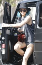 KYLIE JENNER in Cutoffs Shorts at Toast in West Hollywood