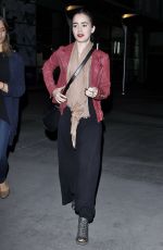 LILY COLLINS Arrives at a Movie Theatre in Hollywood