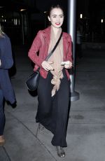 LILY COLLINS Arrives at a Movie Theatre in Hollywood