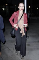 LILY COLLINS Arrives at a Movie Theatre in Hollywood