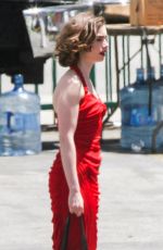 LILY COLLINS at a Set of Untitled Warren Beatty Movie in Los Angeles