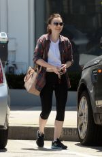 LILY COLLINS in Leggings Leaves a Gym in West Hollywood