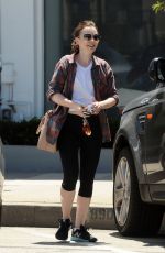 LILY COLLINS in Leggings Leaves a Gym in West Hollywood