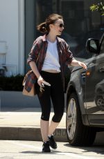 LILY COLLINS in Leggings Leaves a Gym in West Hollywood