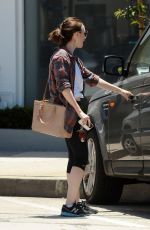 LILY COLLINS in Leggings Leaves a Gym in West Hollywood