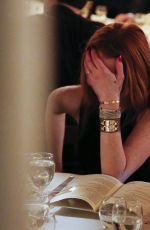 LINDSAY LOHAN at a Restaurant in New York