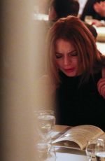 LINDSAY LOHAN at a Restaurant in New York