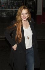 LINDSAY LOHAN Leaves Chiltern Firehouse in London