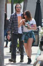 LUCY HALE in Jeans Shorts Leaves Crave Cafe in Los Angeles