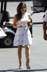 LUCY HALE on the Set of Extra in Universal City