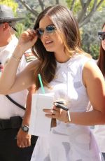 LUCY HALE on the Set of Extra in Universal City