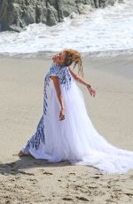 NICOLE SCHERZINGER in the Set of Her New Music Video at Malibu Beach