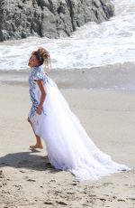 NICOLE SCHERZINGER in the Set of Her New Music Video at Malibu Beach