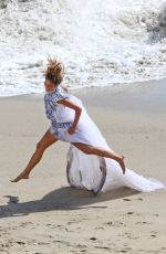 NICOLE SCHERZINGER in the Set of Her New Music Video at Malibu Beach