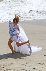 NICOLE SCHERZINGER in the Set of Her New Music Video at Malibu Beach