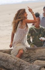 NICOLE SCHERZINGER in the Set of Her New Music Video at Malibu Beach
