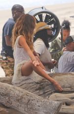 NICOLE SCHERZINGER in the Set of Her New Music Video at Malibu Beach