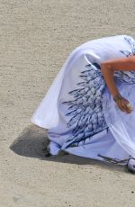 NICOLE SCHERZINGER in the Set of Her New Music Video at Malibu Beach