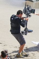 NICOLE SCHERZINGER in the Set of Her New Music Video at Malibu Beach
