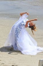 NICOLE SCHERZINGER in the Set of Her New Music Video at Malibu Beach