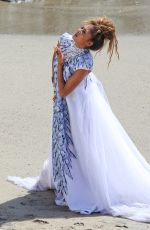 NICOLE SCHERZINGER in the Set of Her New Music Video at Malibu Beach