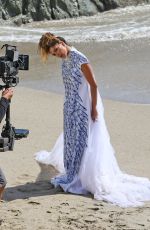 NICOLE SCHERZINGER in the Set of Her New Music Video at Malibu Beach