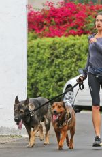 NIKKI REED Out for Jogging with Her Dogs in Los Angeles