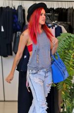 RUMER WILLIS in Ripped Jeans Shopping in West Hollywood