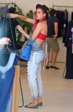 RUMER WILLIS in Ripped Jeans Shopping in West Hollywood