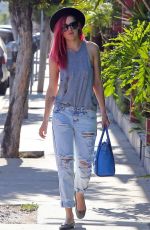 RUMER WILLIS in Ripped Jeans Shopping in West Hollywood