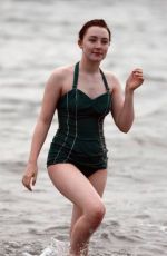 SAOIRSE RONAN in Swimsuit on the Set of Brooklyn in New York
