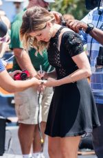 SOPHIA BUSH on the Set of Extra in Los Angeles