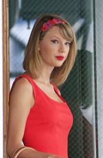 TAYLOR SWIFT in Red Dress Leaves Her Apartment in New York