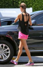 ALESSANDRA AMBROSIO in Shorts Workingout in Brentwood — may 31, 2014