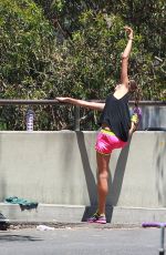 ALESSANDRA AMBROSIO in Shorts Workingout in Brentwood — may 31, 2014