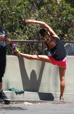 ALESSANDRA AMBROSIO in Shorts Workingout in Brentwood — may 31, 2014